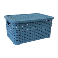 Кошик для білизни під ротанг з кришкою 10 л синя