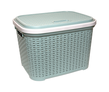 Кошик для білизни під ротанг з кришкою 35 л зелена