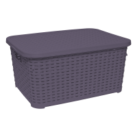 Корзина для белья под ротанг с крышкой 10 л фиолетовая