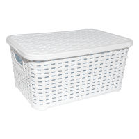 Кошик для білизни під ротанг з кришкою 18 л біла