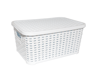 Кошик для білизни під ротанг з кришкою 18 л біла