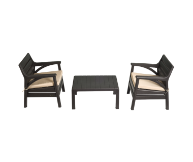 Набор мебели Irak Plastik Барселона (2 кресла + столик) тёмно-коричневый