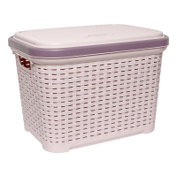 Корзина для белья под ротанг 20 л пудровая