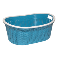 Корзина для белья овальная под ротанг 25 л синяя