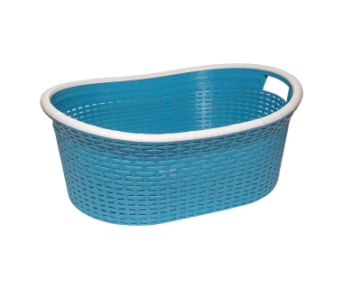Кошик для білизни овальна під ротанг 25 л синя
