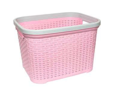 Корзина для белья под ротанг 35 л розовая