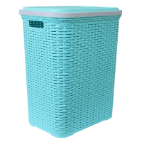 Корзина для белья под ротанг 56 л бирюзовая