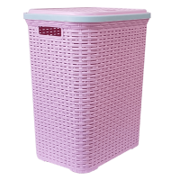 Кошик для білизни під ротанг 56 л рожева