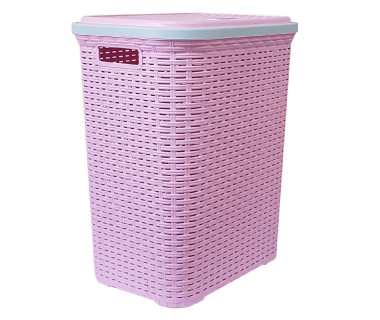 Кошик для білизни під ротанг 56 л рожева