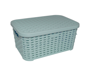 Кошик для білизни під ротанг з кришкою 18 л зелена