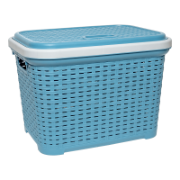 Кошик для білизни під ротанг з кришкою 35 л синя