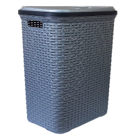 Корзина для белья под ротанг 56 л серый металлик