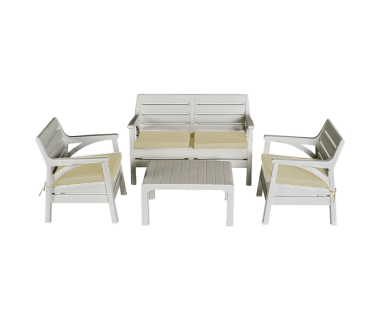 Набір меблів Irak Plastik Маямі (2 крісла + лава + столик) білий