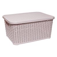 Кошик для білизни під ротанг з кришкою 18 л пудровая