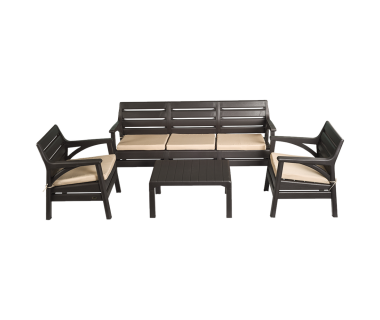 Набор мебели Irak Plastik Гавайи (2 кресла + скамейка + столик) тёмно-коричневый