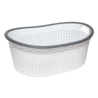 Корзина для белья овальная под ротанг 25 л белая