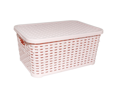 Кошик для білизни під ротанг з кришкою 5 л бежева