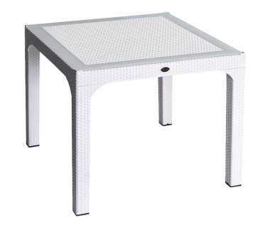 Стол квадратный Irak Plastik Comfort 90x90 под ротанг белый
