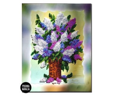 Картина вышитая бисером Букетик сирени от Пушки Натальи