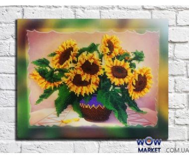 Картина вышитая бисером на подрамнике Подсолнухи от Пушки Натальи