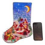 Новорічний чобіток вишитий бісером Новорічні будиночки від Пушки Наталії