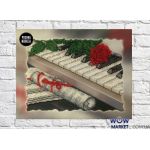 Картина вишита бісером Піаніно і троянда від Пушки Наталії