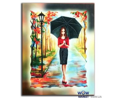 Картина вышитая бисером Осенний дождь от Пушки Натальи