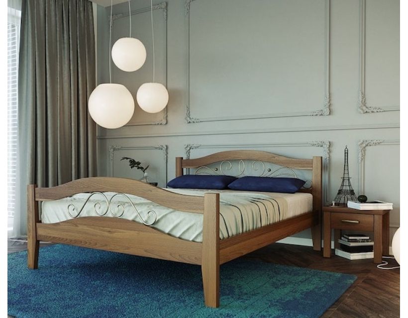 Афина 2 двуспальная кровать из массива бука, цвета на выбор в интернет-магазине "Мебли Даром"