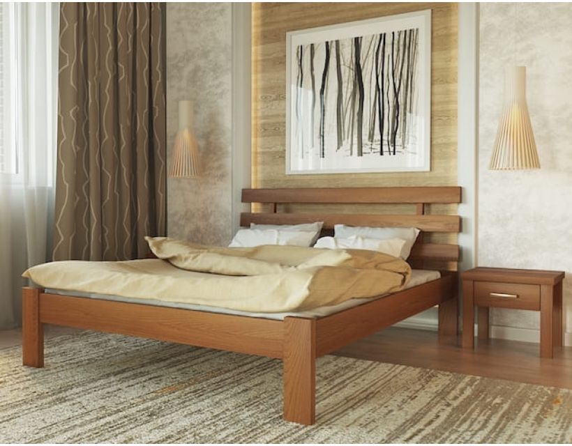 Деревянная кровать Асоль Лев из массива бука, цвета на выбор