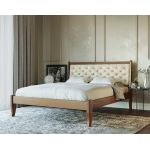 Монако 50 Лев кровать из массива бука с мягким изголовьем, разные цвета