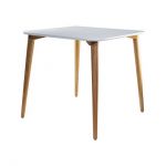 Дизайнерский стильный стол Dan 80х80 белый + натуральный дуб, премиум, ручная работа