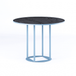 Дизайнерський стильний стіл Avangard R d-110 голубий Ral 5024 / CLEAF Millenium U129 Еліт перламутр чорний, преміум, ручна робота