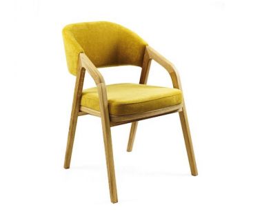 Дизайнерское стильное кресло Otis натуральный дуб / Vintage Velvet 08 Mustard, премиум, ручная работа