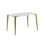 Дизайнерский стильный стол Dan 120 х 80 белый гладкий/натуральный дуб, премиум, ручная работа