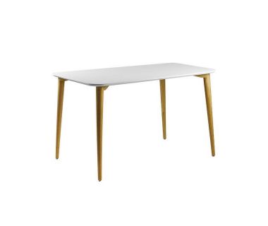 Дизайнерський стильний стіл Dan 120 х 80 білий гладкий / натуральний дуб, преміум, ручна робота