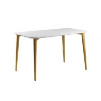 Дизайнерський стильний стіл Dan 120 х 80 білий гладкий / натуральний дуб, преміум, ручна робота