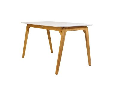 Дизайнерський стильний стіл Floki 140 х 80 білий + натуральний, преміум, ручна робота