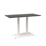 Дизайнерский стильный стол Tetra light Double белый металл/черный ДСП (текстура), премиум, ручная работа