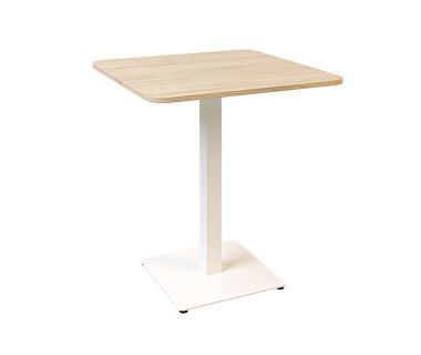 Дизайнерский стильный стол Tetra light soft 70 х 70 белый металл/дуб ДСП (текстура), премиум, ручная работа