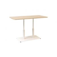 Дизайнерский стильный стол Ibiza Soft Double light 120x70 белый металл/дуб ДСП (текстура), премиум, ручная работа