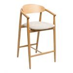 Дизайнерский стильный полубарный стул Mamont semi-soft натуральный ясень / Magenta 13, премиум, ручная работа