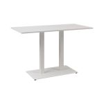 Дизайнерский стильный стол Tetra light Double белый металл/белый ДСП (текстура), премиум, ручная работа