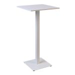 Дизайнерский стильный стол Tetra light bar 60х60 белый металл/белый ДСП (текстура), премиум, ручная работа