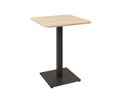 Дизайнерский стильный стол Tetra light soft 60 х 60 черный металл/дуб ДСП (текстура), премиум, ручная работа