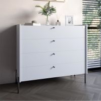 Комод із 4 ящиками LION Wood з чорними ніжками 100х90х45 см Німфея Альба (білий) (LION-042983)
