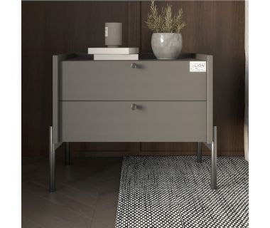 Тумба ліжкова LION Wood з двома ящиками Антрацит (чорні ніжки) (LION-041335)