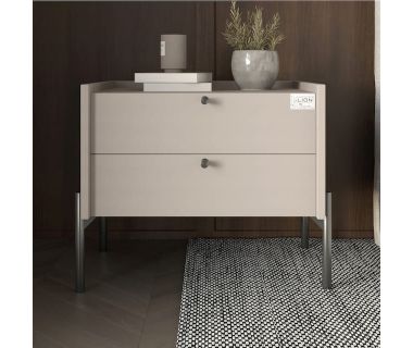 Тумба ліжкова LION Wood з двома ящиками Кашемір (чорні ніжки) (LION-041356)