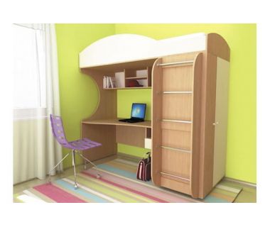 Кровать чердак с рабочей зоной для подростка Дм 65 А