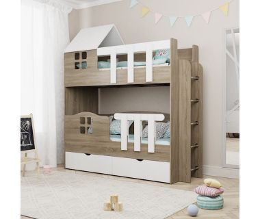 Двоярусне дитяче ліжко «Будиночок» МДД 02