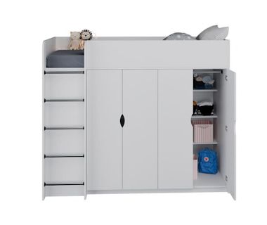 Невысокая кровать чердак с вместительным шкафом ДКЧ 82